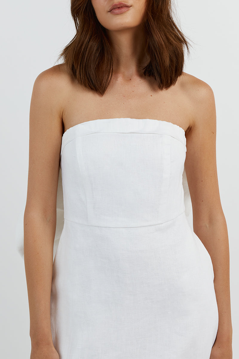 AISLE WHITE LINEN BACK BOW DRESS Clothing DISSH Boutiques 