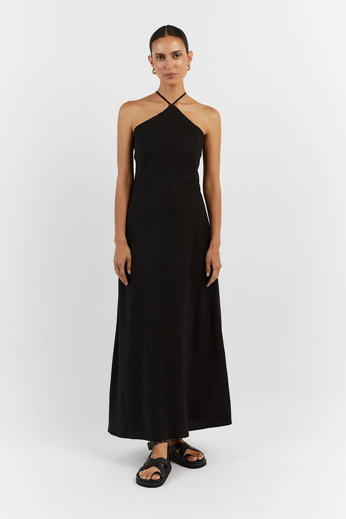 LEVI BLACK TENCEL BLEND MIDI DRESS | Dissh