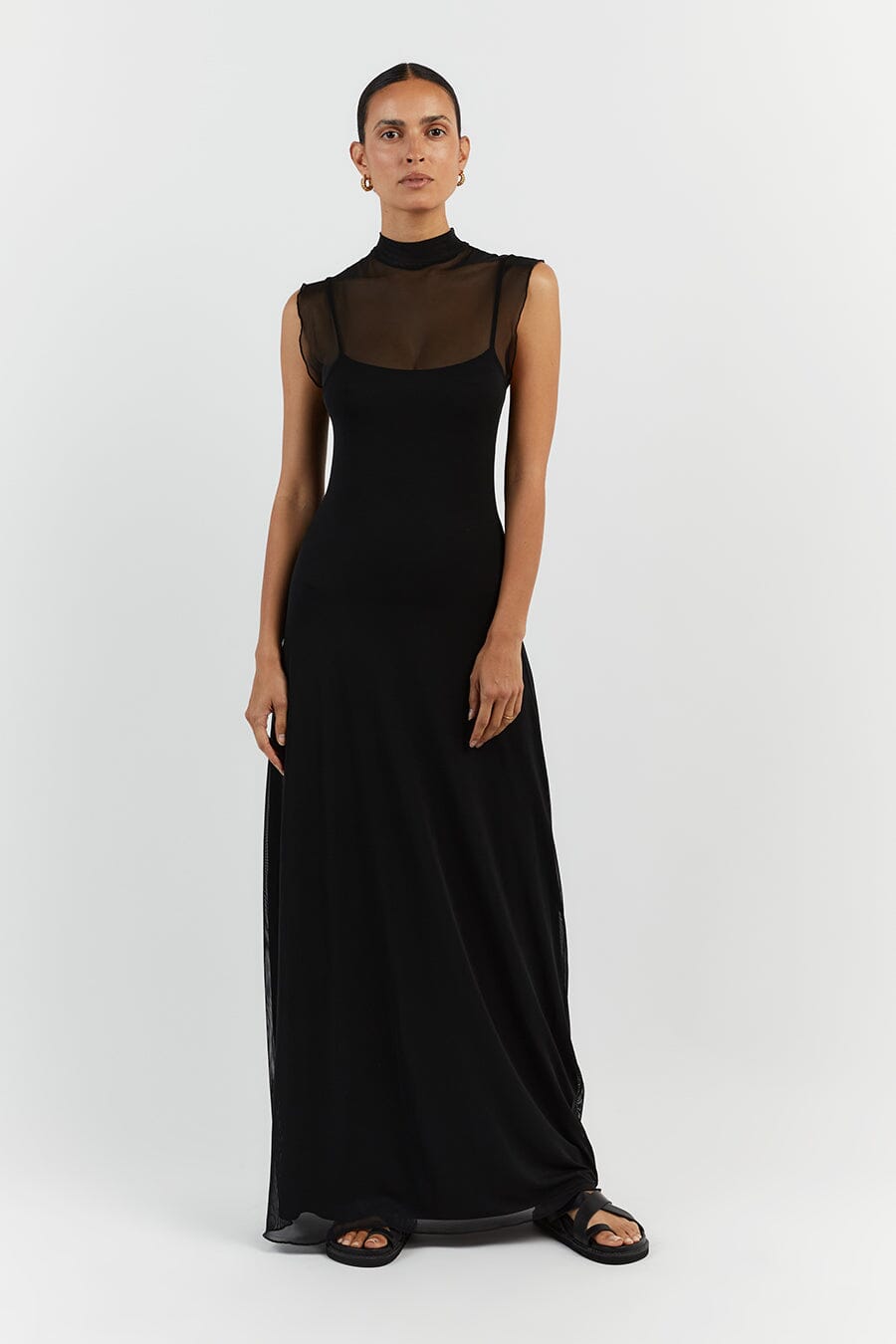 Black sleeveless 2025 maxi dress