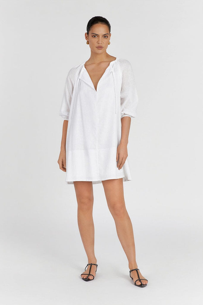 NADIA WHITE LINEN SMOCK DRESS | Dissh