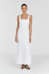 SHANNON WHITE LINEN MIDI DRESS