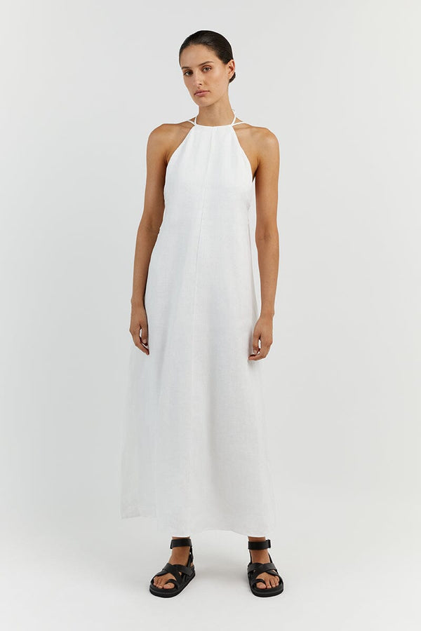 BREE WHITE LINEN MAXI DRESS | Dissh