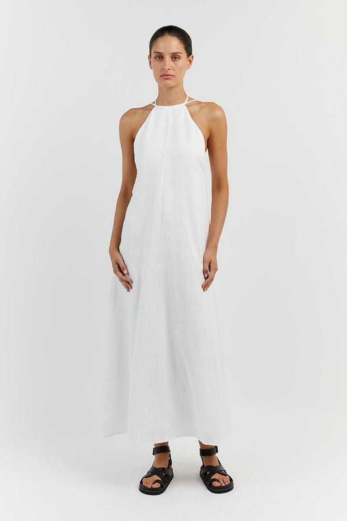 BREE WHITE LINEN MAXI DRESS | Dissh