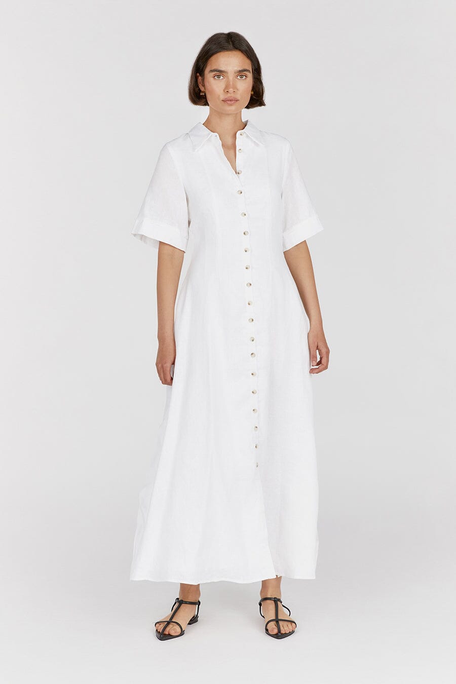 White linen hot sale shirt dress