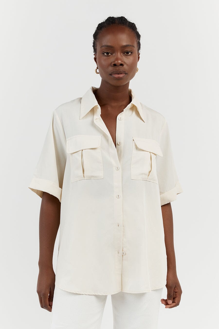 AMELIA OFF WHITE SAFARI SHIRT Clothing DISSH Boutiques 
