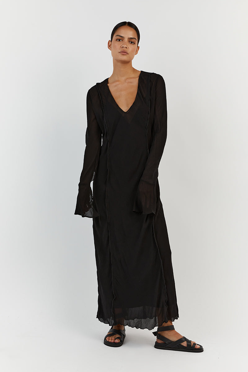 BOWIE BLACK SHEER DRESS Clothing DISSH Boutiques 