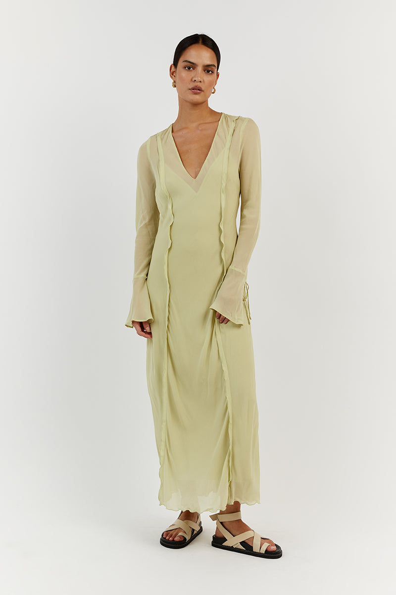 BOWIE LIME SHEER DRESS Clothing DISSH Boutiques 