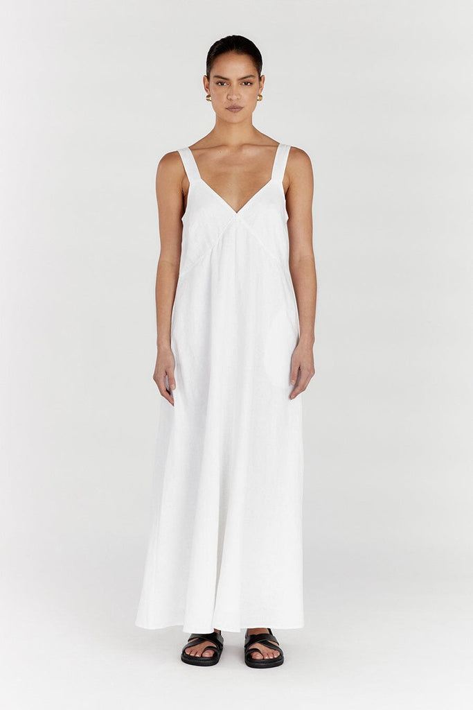 TIARNE WHITE LINEN MAXI DRESS | Dissh
