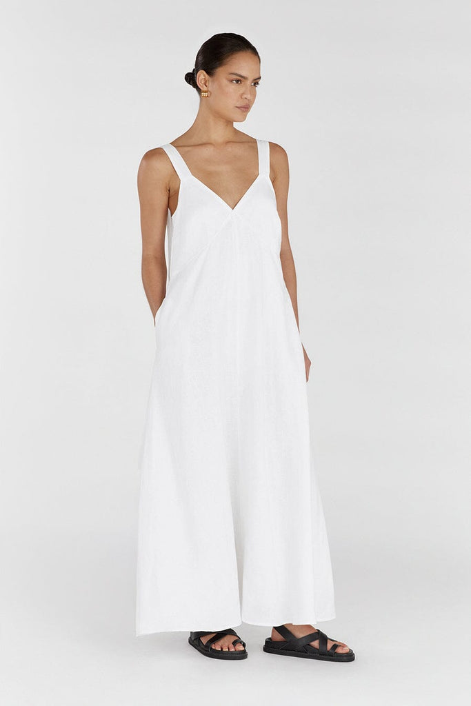 TIARNE WHITE LINEN MAXI DRESS | Dissh