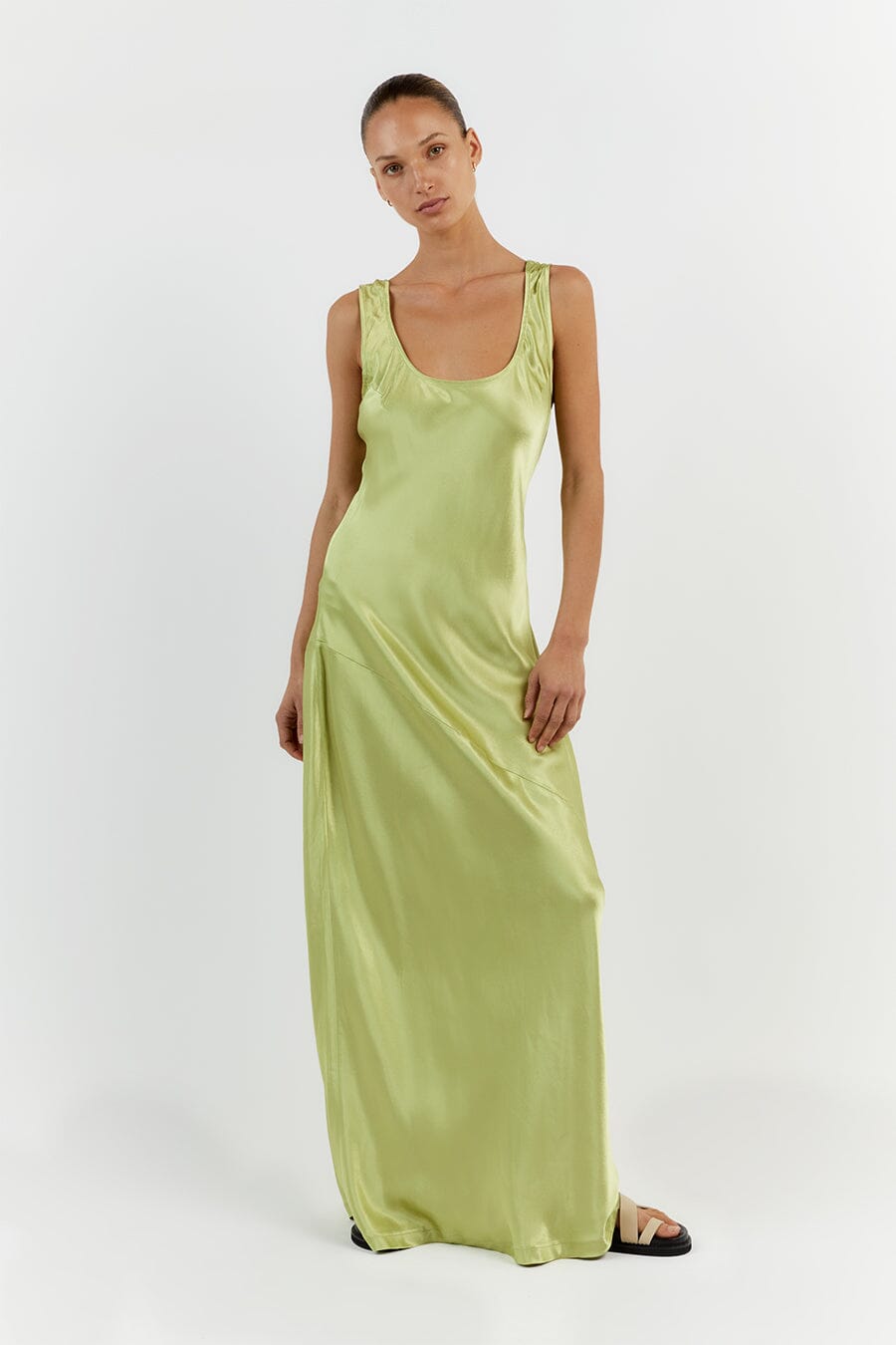 Lime green sales silk dress