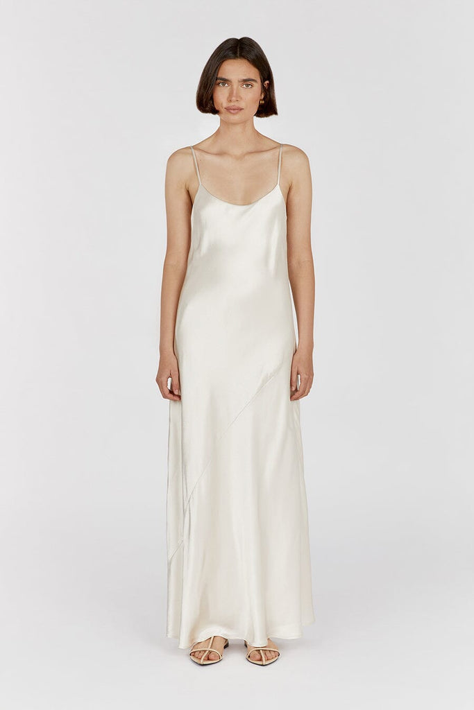 MYA CREAM SATIN SLIP MAXI DRESS | Dissh