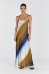 DENAI OMBRE SATIN MAXI DRESS