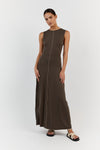 SOHO OLIVE SLEEVELESS MIDI DRESS