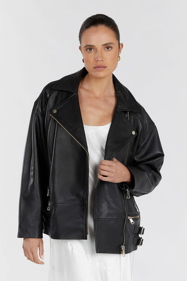 TORI BLACK LEATHER BIKER JACKET#N# #N# #N# #N##N# #N# | Dissh