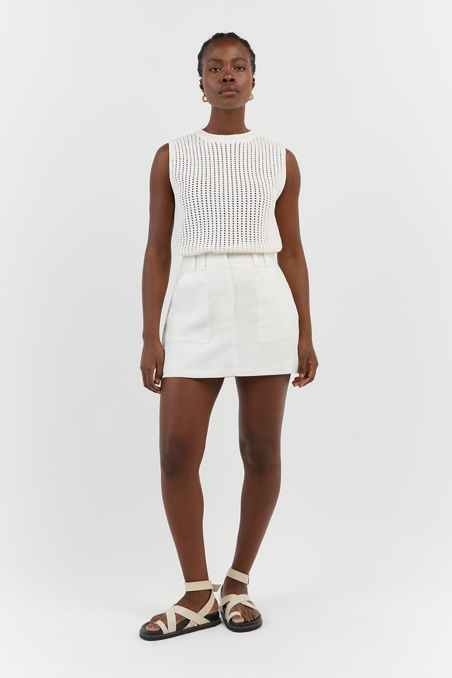 DENNY CROCHET OFF WHITE KNIT TOP Clothing DISSH Boutiques 