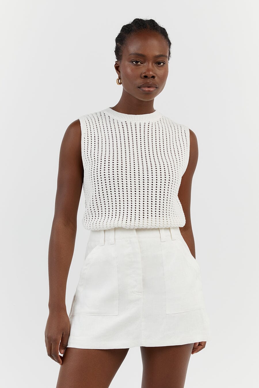 DENNY CROCHET OFF WHITE KNIT TOP Clothing DISSH Boutiques 