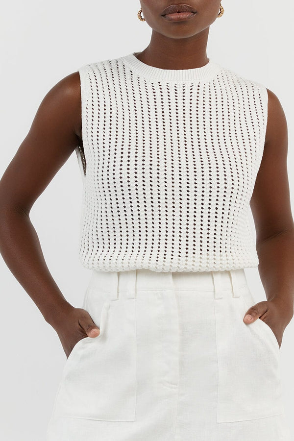 DENNY CROCHET OFF WHITE KNIT TOPN N N NN N Dissh