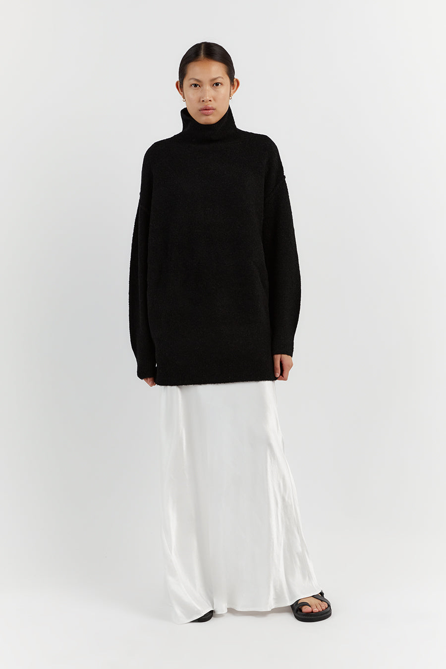 BROOKLYN BLACK HIGH NECK JUMPER | Dissh