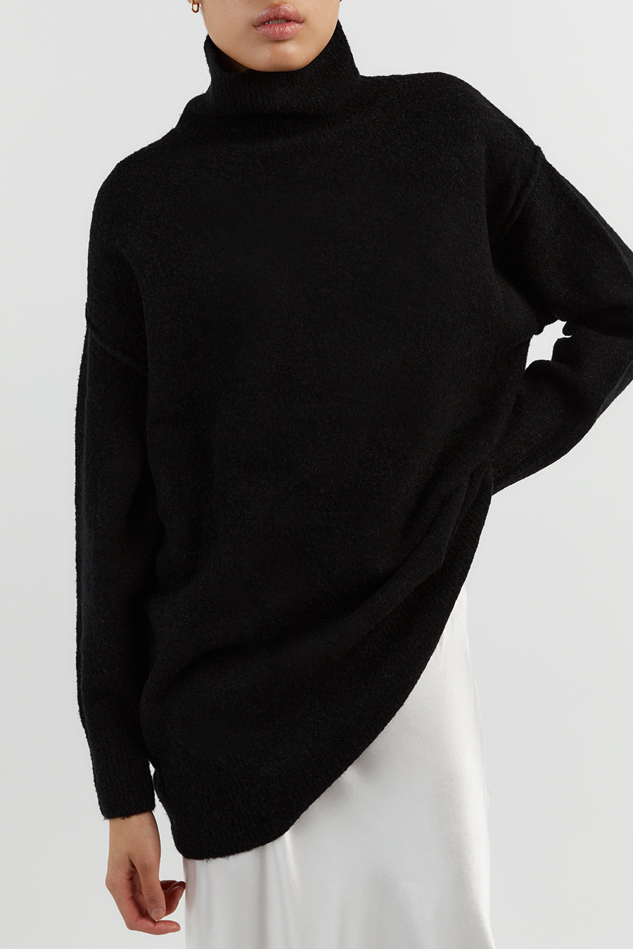 BROOKLYN BLACK HIGH NECK JUMPER | Dissh