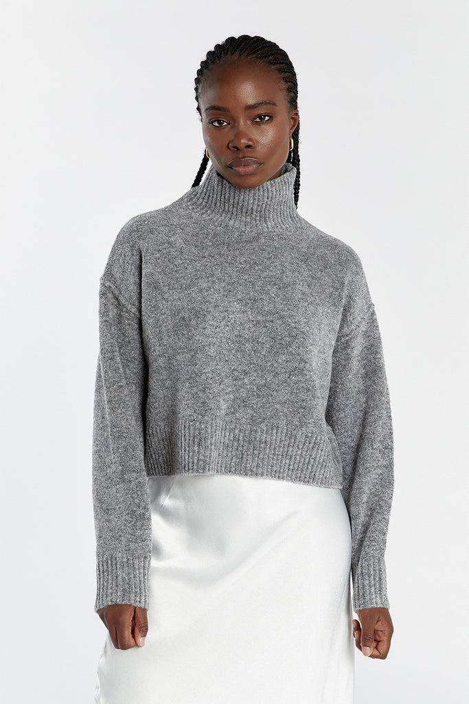 CLEO CHARCOAL MARLE CROPPED JUMPER | Dissh