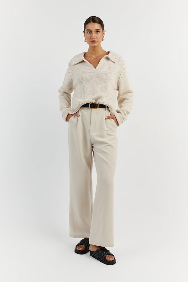 Cableknit trousers  Natural white  Ladies  HM IN