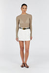 HARPER TAUPE LONG SLEEVE KNIT TOP