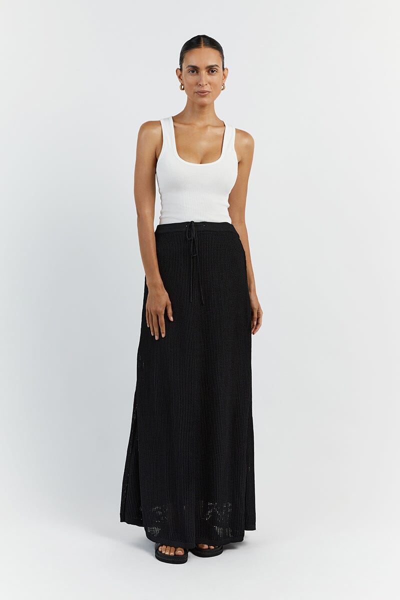 OPHELIA BLACK CROCHET MIDI SKIRT Clothing DISSH Boutiques 