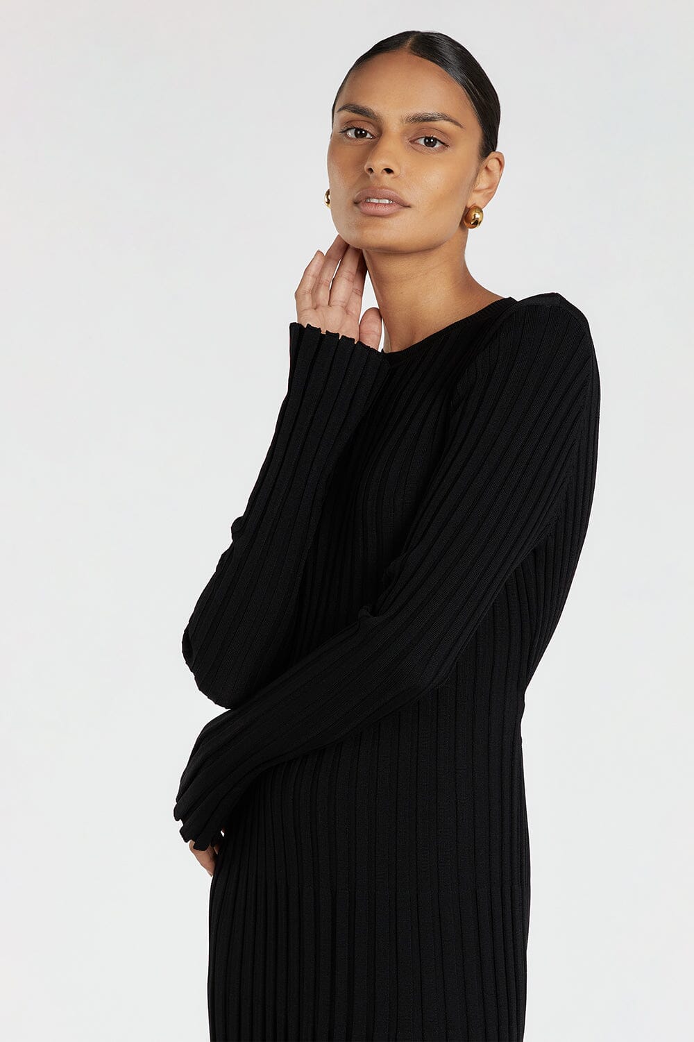 ADA BLACK LONG SLEEVE MIDI DRESS Clothing DISSH Boutiques 