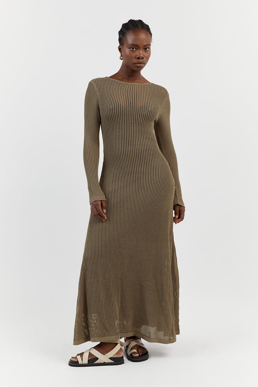 OPHELIA MOSS LONG SLEEVE CROCHET MAXI DRESS Clothing DISSH Boutiques 