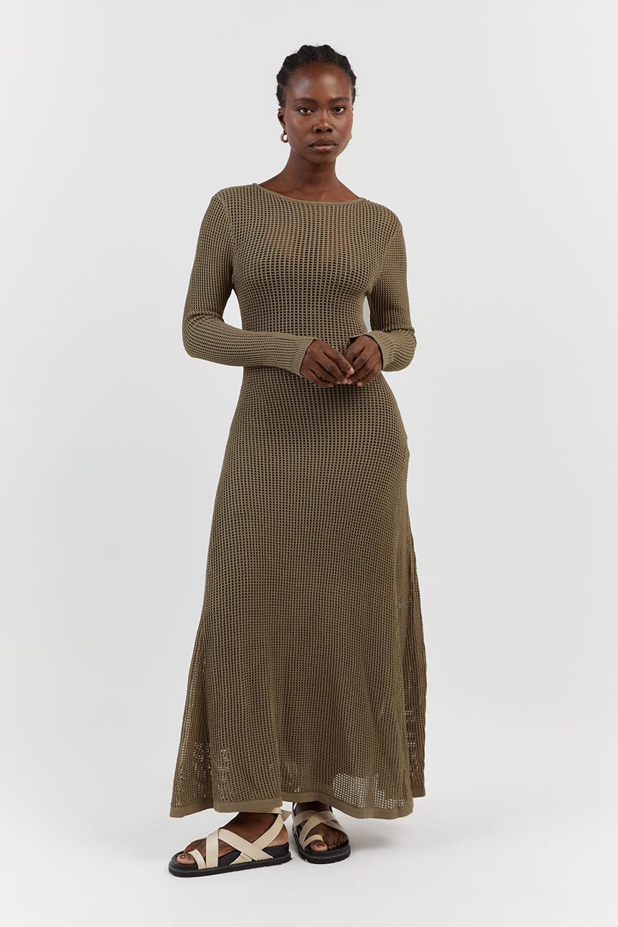 OPHELIA MOSS LONG SLEEVE CROCHET MAXI DRESS Clothing DISSH Boutiques 
