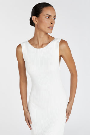 IVY OFF WHITE S/LESS MIDI DRESS | Dissh