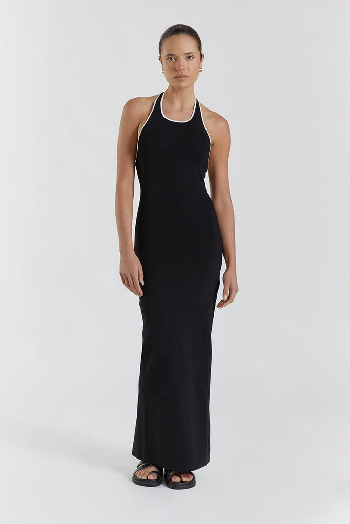 KARLIE BLACK BIND HALTER KNIT DRESS | Dissh